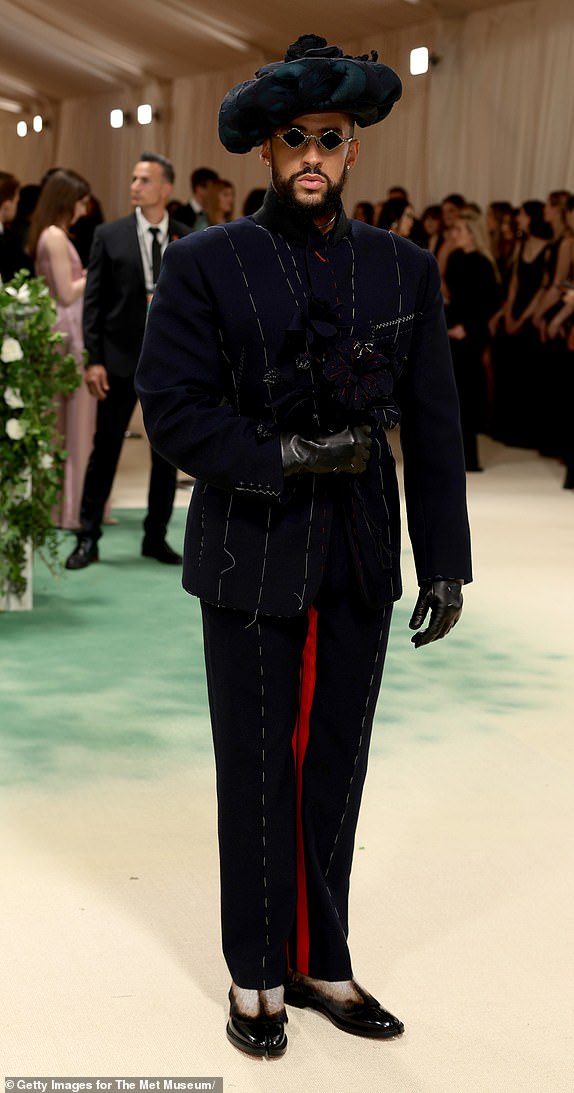 NEW YORK, NEW YORK - MAY 06: Bad Bunny attends The 2024 Met Gala Celebrating "Sleeping Beauties: Reawakening Fashion" at The Metropolitan Museum of Art on May 06, 2024 in New York City. (Photo by Dimitrios Kambouris/Getty Images for The Met Museum/Vogue)