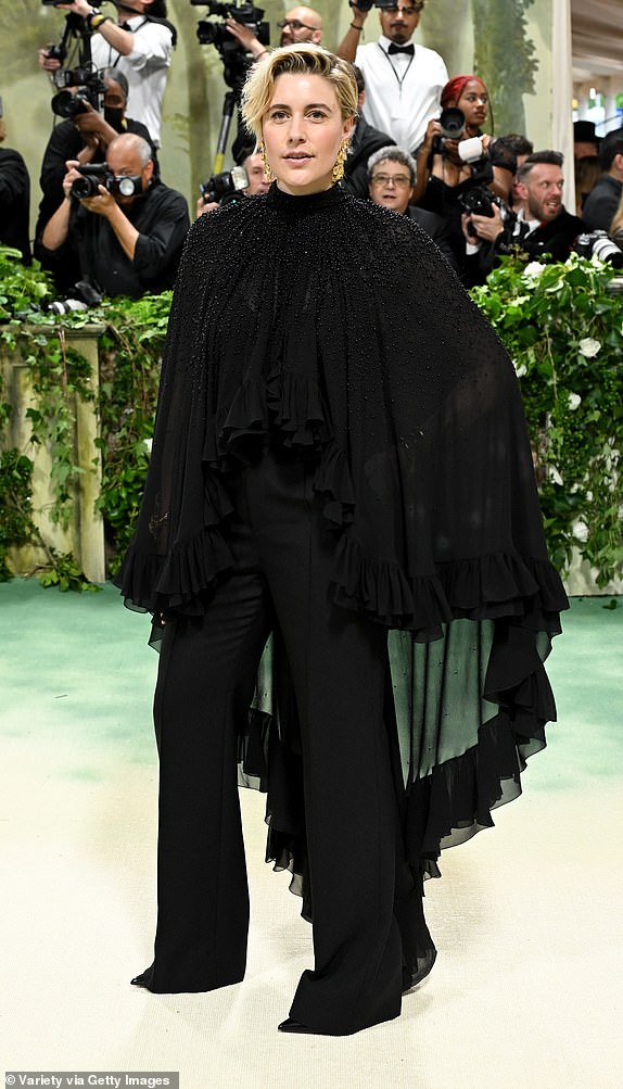 Greta Gerwig at the 2024 Met Gala: "Sleeping Beauties: Reawakening Fashion" held at The Metropolitan Museum of Art on May 6, 2024 in New York City. (Photo by Gilbert Flores/Variety via Getty Images)