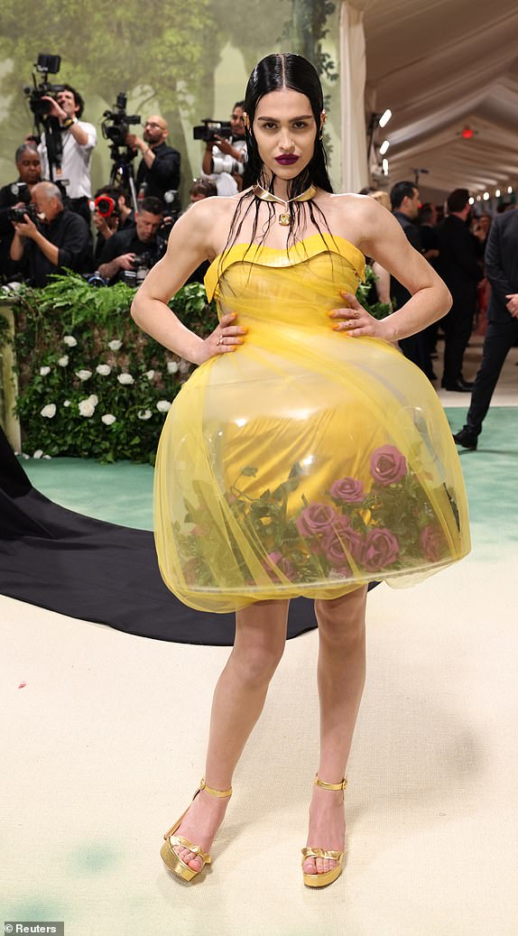 Amelia Gray Hamlin poses at the Met Gala, an annual fundraising gala held for the benefit of the Metropolitan Museum of Art's Costume Institute with this year's theme 'Sleeping Beauties: Reawakening Fashion' in New York City, New York, U.S., May 6, 2024. REUTERS/Andrew Kelly