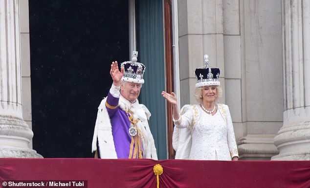 King Charles III and Queen Camilla on the Buckingham Palace balcony