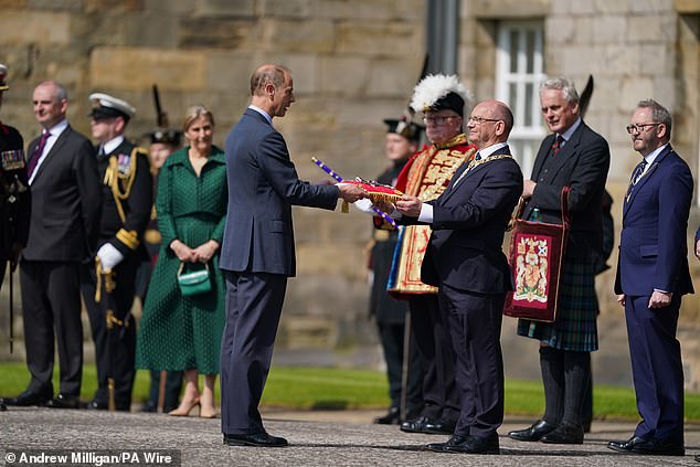 Photos from the day showed Sophie and Edward beaming as they were greeted by the ornate ceremony