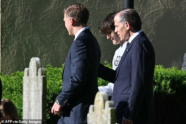 The president, wife Jill, his son Hunter and other Biden family members walked through Beau's gravesite after attending a private ceremony to mark his passing