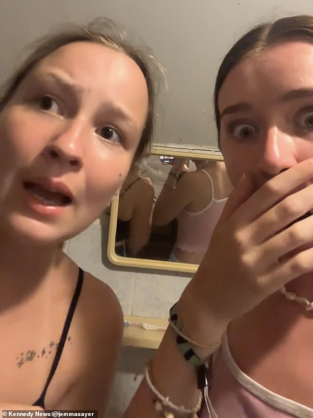 Jemma (right) and her friend Lydia Ramsey-Stewart (left) were horrified by the scenes that unfolded in their hotel room