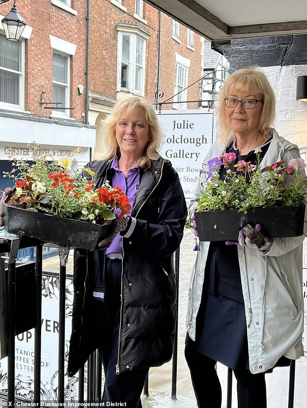 Photos shared by the city's Business Improvement District on X showed the behind the scenes of setting up the stunning floral displays this week