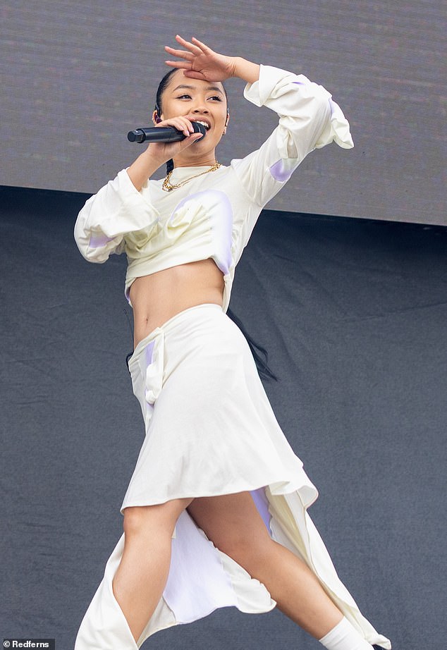 Up and coming musician Griff, 23, is one of the openers for Taylor Swift's Eras Tour in London. Pictured last month, at BBC Radio 1's Big Weekend