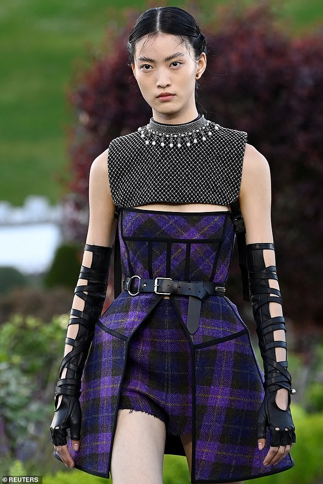 Teaming tartan and leather delivered strong, bold looks which seemed to pay homage to the historic surroundings in a chic new way