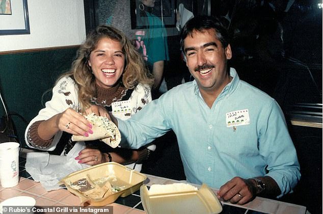 Ralph and his wife, Dione Rubio in 1989, at the grand opening for Rubio's Encinitas location