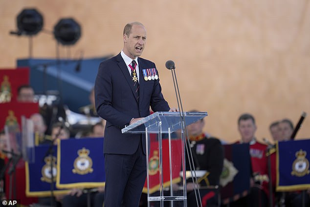 Earlier, William praised the 'bravery' of those who took part in the D-Day landings and read an extract from a letter by Captain Alastair Bannerman of the Royal Warwickshire Regiment