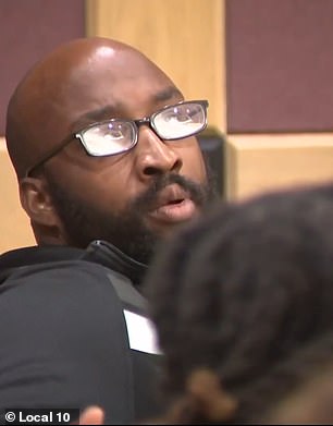 Bazile is pictured in court during a status appearance