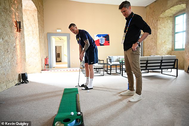 Mail Sport's Craig Hope (right) took on England star Jordan Pickford (left) in a golf challenge