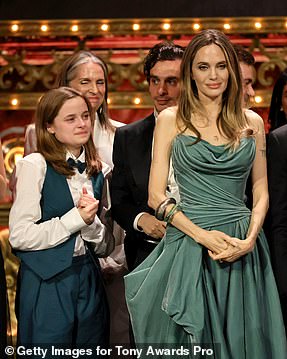 Angelina Jolie and daughter Vivienne were producers on The Outsiders which earned four wins at the a Tony Awards including top honor Best Musical