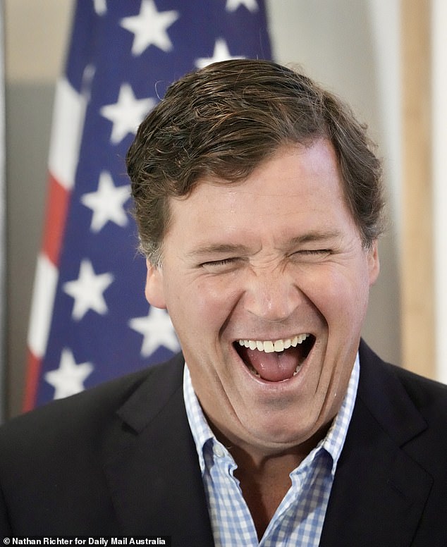 Former Fox News host Tucker Carlson (pictured), who is on a speaking tour Down Under, said he was appalled at the restrictive lockdowns imposed on Aussies during the Covid-19 pandemic and called for political leaders to be held accountable