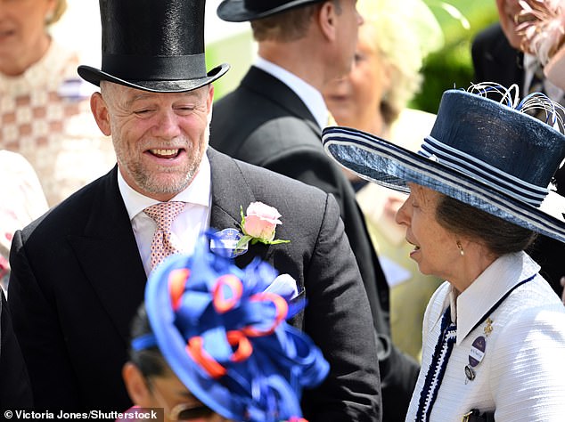 Their popularity was made clear at Wednesday's event, as Princess Anne's daughter was snapped greeting many relatives with a kiss. Mike pictured with Princess Anne