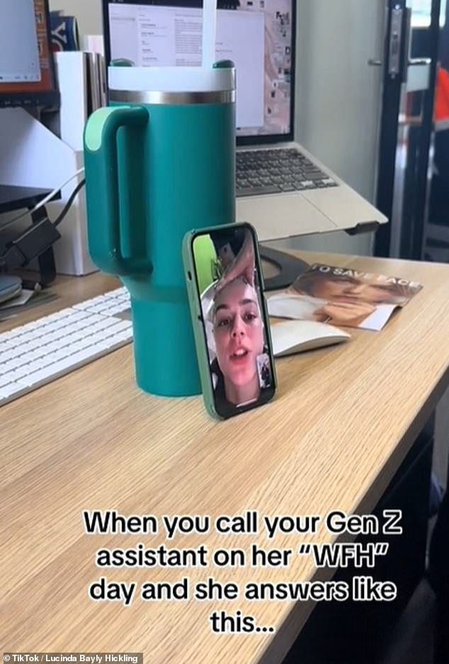 A recent TikTok saw a boss from Brisbane answering a video call with her young assistant, who's clearly having her hair washed at the salon