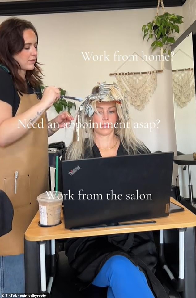 Elsewhere, stylist Rosie Carta, from California, made a TikTok telling clients they can 'of course' work from home from her salon