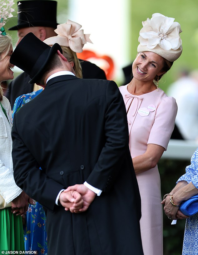 Peter, who is the nephew of King Charles, opted for a dapper ensemble in a black suit and pinstriped trousers