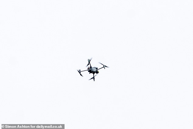 A drone can be seen flying over the area in Tenerife where Jay is believed to have gone missing