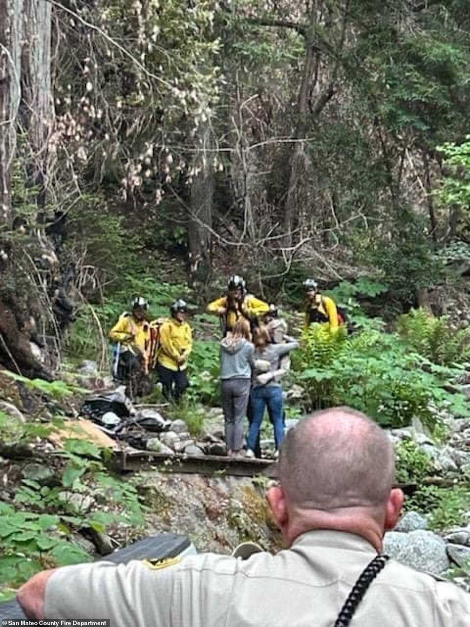 Finally, at around 7.30pm on Thursday, two park rangers were making their way up a hill and heard McClish's screams. 'I'm thinking, I hope this isn't a mirage,' McClish recounted. But the Boulder Creek Fire Department soon deployed a drone and spotted him, while a dog tracked him down.