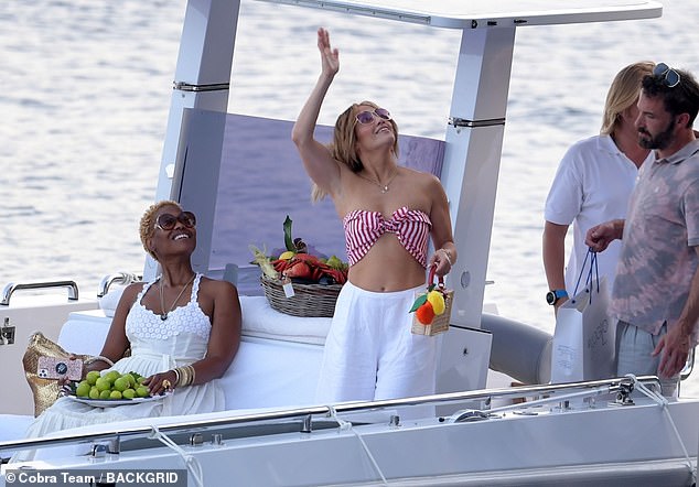 Jennifer enjoyed a glamorous Italian summer getaway with her beau Ben in 2021 - pictured enjoying herself