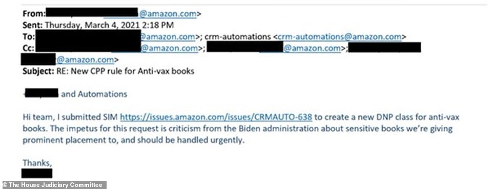 Additionally, a book meant for children titled 'What Are Vaccines?' by Amber Rae Johnson, was also added to the 'Do Not Promote' list, despite it imploring children to bee friends with each other regardless of vaccination status. 'Under the guise of combatting 'anti-vaccine' misinformation, Amazon censored everything from picture books for children to books criticizing Big Pharma,' Jordan wrote on X decrying texts subject to the company's 'Do Not Promote' labeling. 'This is unconstitutional government censorship, full stop,' the Judiciary chairman continued.