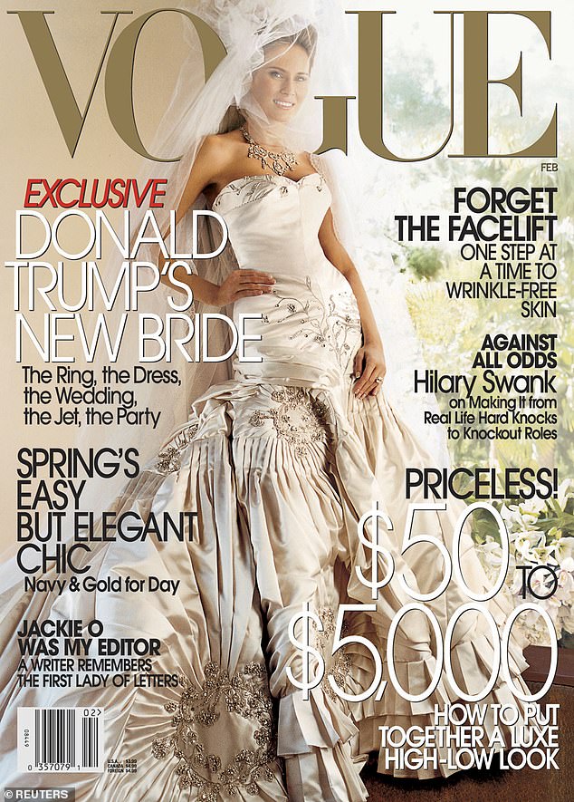 Before meeting her husband, Melania was a model having been discovered by photographer Stane Jerk at the age of 16 in 1987. She is pictured on the front cover of Vogue following her wedding to Trump