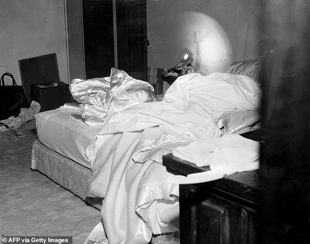 The bed in which Monroe overdosed on August 4, 1962