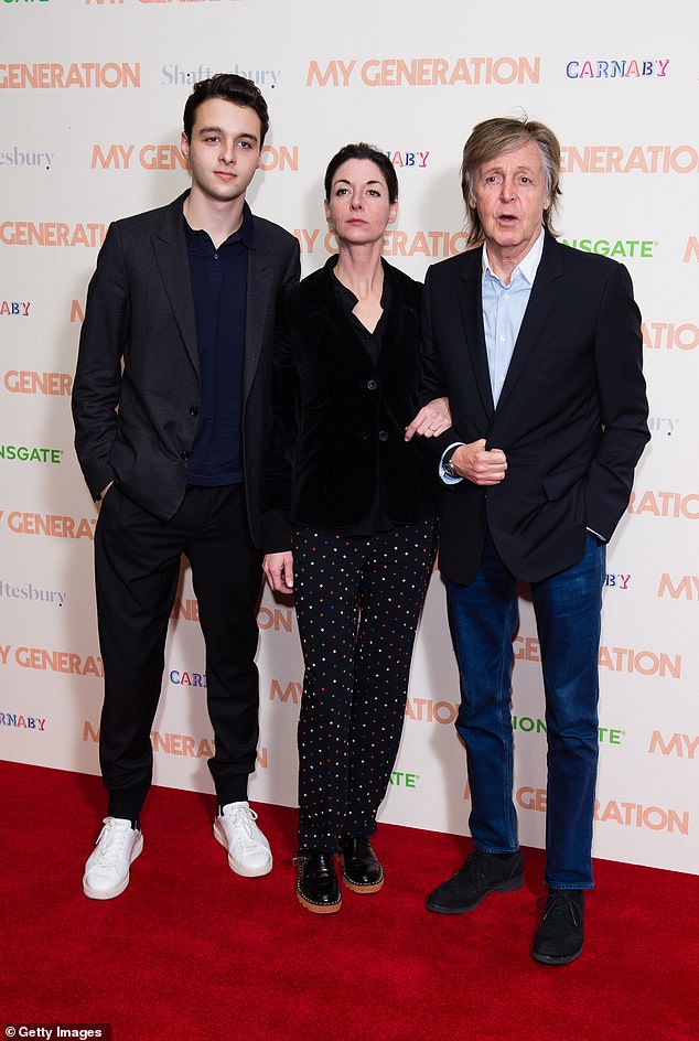 Arthur with his mother Mary and grandfather Sir Paul at a screening of My Generation in London in 2016