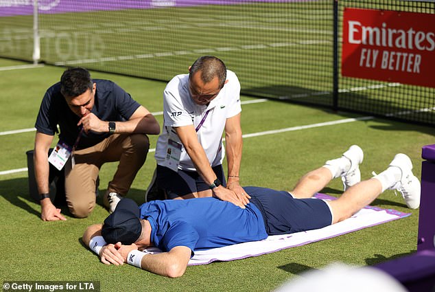 The tennis star (prone) stated that he had a 'pretty decent sized cyst on my spinal cord' and had undergone surgery to remedy the problem