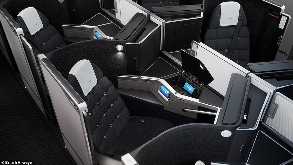 Like first class, the business class (Club World) cabin is in a 1-2-1 configuration with direct aisle access for all