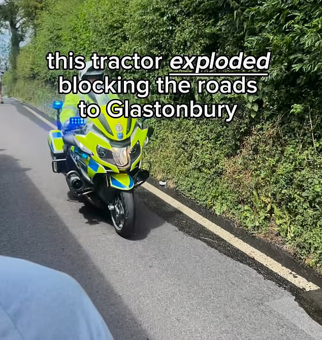 A tractor is understood to have exploded today, causing delays for people trying to get to the festival