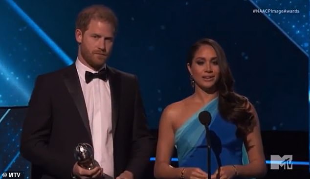 Prince Harry and Meghan Markle accepted the President's Award at the NAACP Image Awards