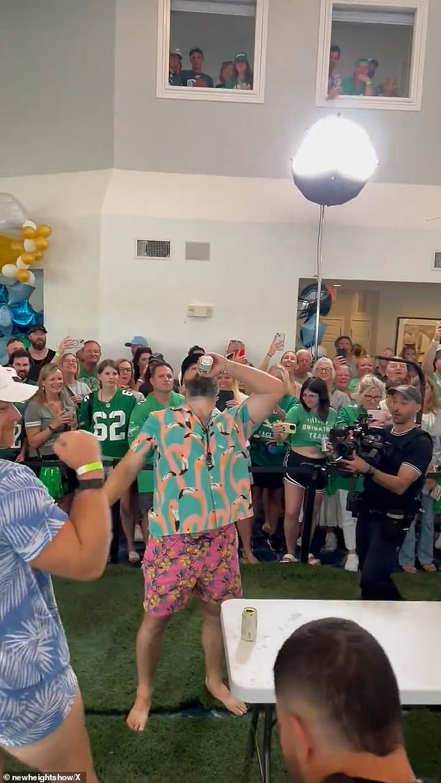 He also chugged a beer with event attendees -- a common sight since last season's playoffs