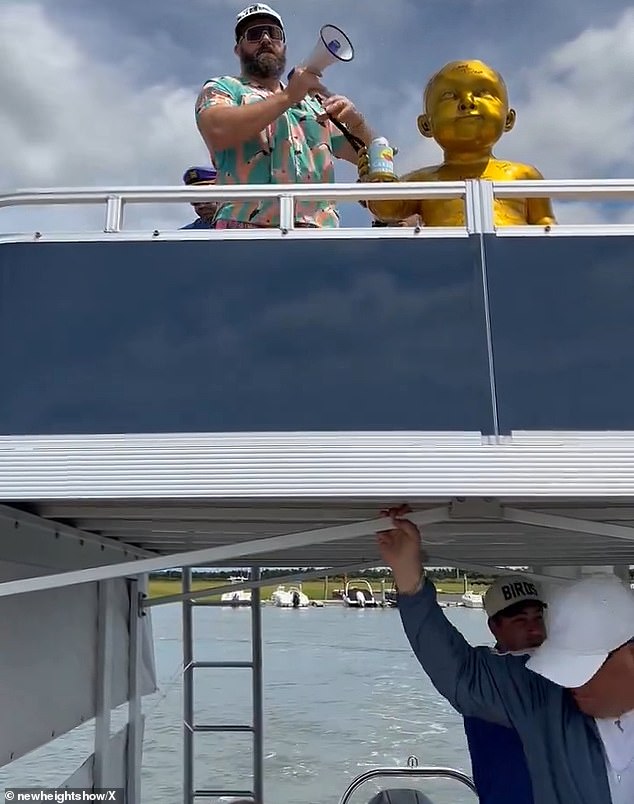 Jason sported a yacht captain's cap while hosting his annual charity event at the Ocean Drive