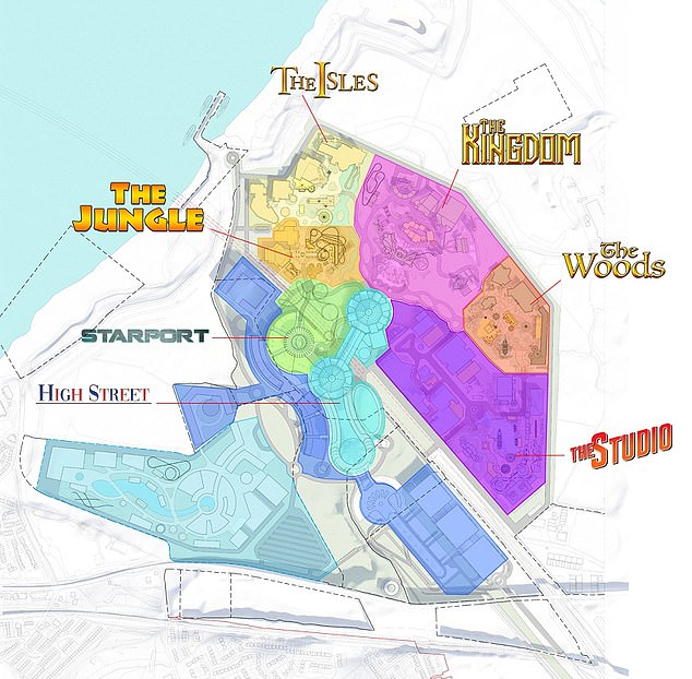 A map proposing a layout of the theme park - which now looks increasingly unlikely to be built