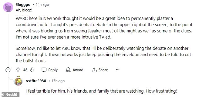 Viewers were quick to slam ABC's 'ridiculous' decision and claimed it was 'ruining' Jayaker's moment