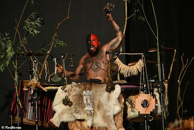 Heilung perform on the West Holts stage during day three of Glastonbury Festival