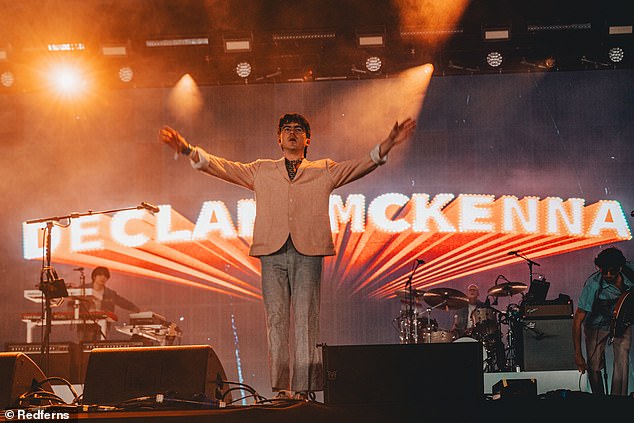 Declan McKenna performs on the Woodsies stage during day three of Glastonbury Festival