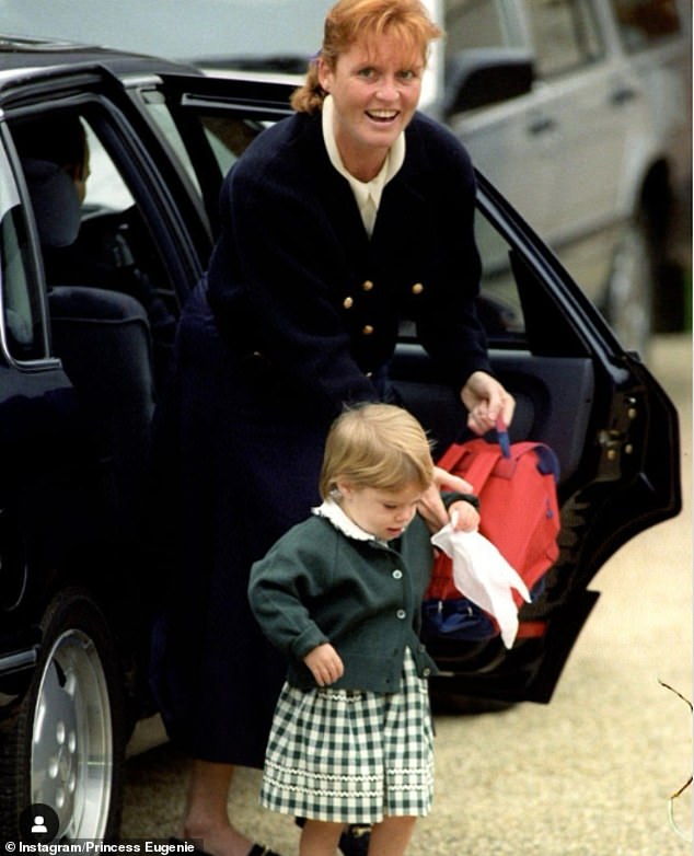 Princess Eugenie shared a sweet childhood photo on Instagram as she praised her mother, Sarah Ferguson, for giving her the confidence to proudly display her scoliosis scar