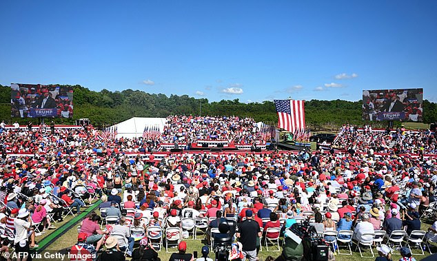Trump told the crowd: 'Biden spent the entire week at Camp David resting, working, studying¿he studied so hard he didn't know what the hell he was doing'