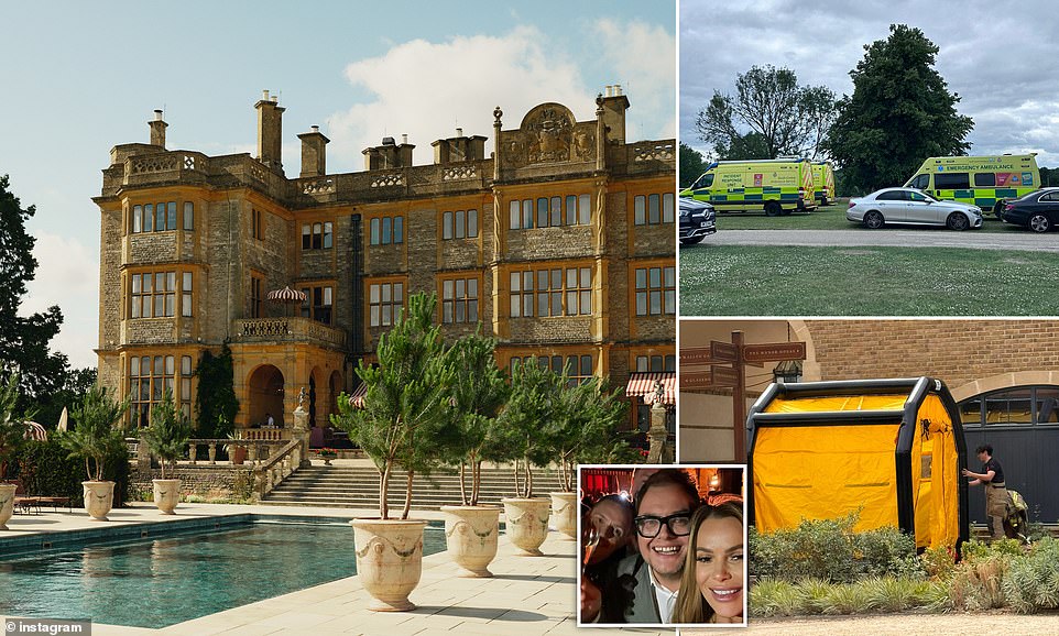 A luxury hotel and country club was left in 'complete chaos' yesterday after a chemical spill left guests at the £695 ($880)-a-night manor locked out of their rooms as firefighters clad in gas masks tried to make the area safe. Visitors staying at the Estelle Manor in the leafy village of Eynsham in Oxfordshire were evacuated from their rooms just before 8am yesterday morning after a chemical spilled in a swimming pool pump room.