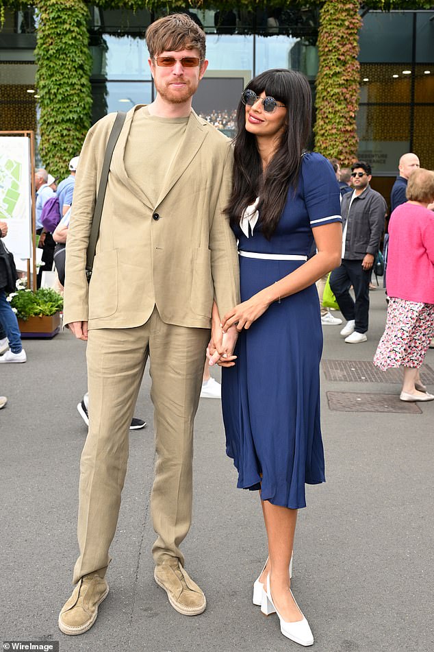 Jameela Jamil and boyfriend James Blake looked happier than ever as they enjoyed a loved-up date on day one of the Wimbledon Championships 2024 on Monday