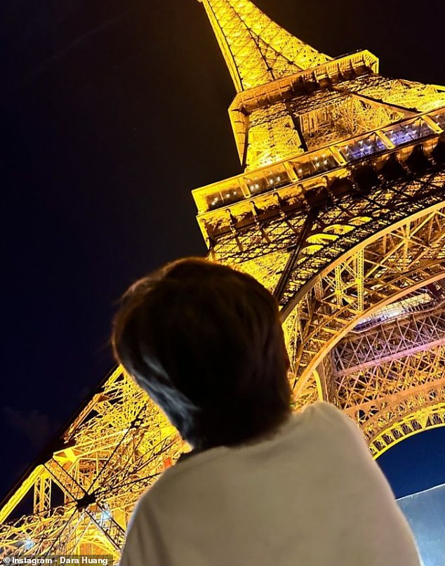 Dara Huang, 41, shares Christopher 'Wolfie' (pictured gazing at the Eiffel tower) with Edoardo Mapelli Mozzi, who is now married to the King's niece