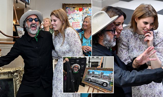 Princess Beatrice can't contain her laughter as eccentric artist Mr Brainwash