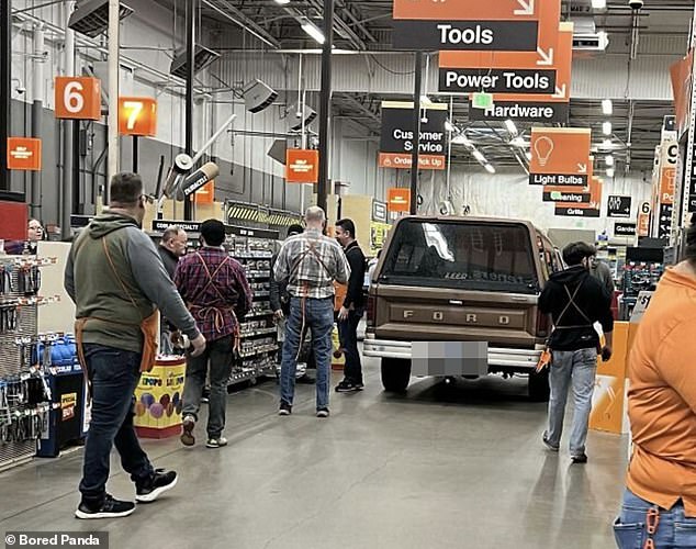 This poster in the US was confused to see a Ford truck in the middle of a Home Depot store aisle