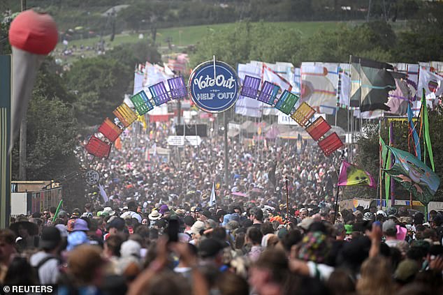 Revellers were seen squeezing through a packed crowd to see The Sugababes on the West Holts stage which only has capacity for 35,000 people