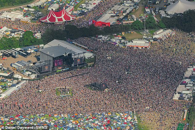 Thousands of festival goers camped out to see artists such as Dua Lipa and Coldplay