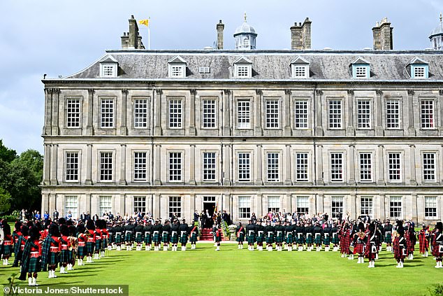 The Ceremony of the Keys (pictured today) takes place at the Palace of Holyroodhouse. Pictured, today's events