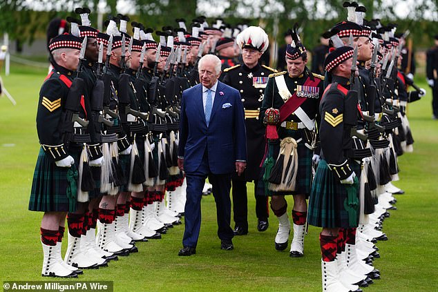 King Charles III takes part in the Ceremony of the Keys on the forecourt of the Palace of Holyroodhouse in Edinburgh