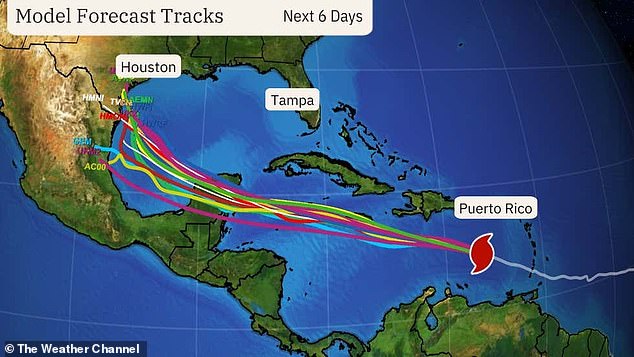 Whether the US will be caught up in the chaos will be determined by a ridge of high pressure currently sitting above the Gulf Coast