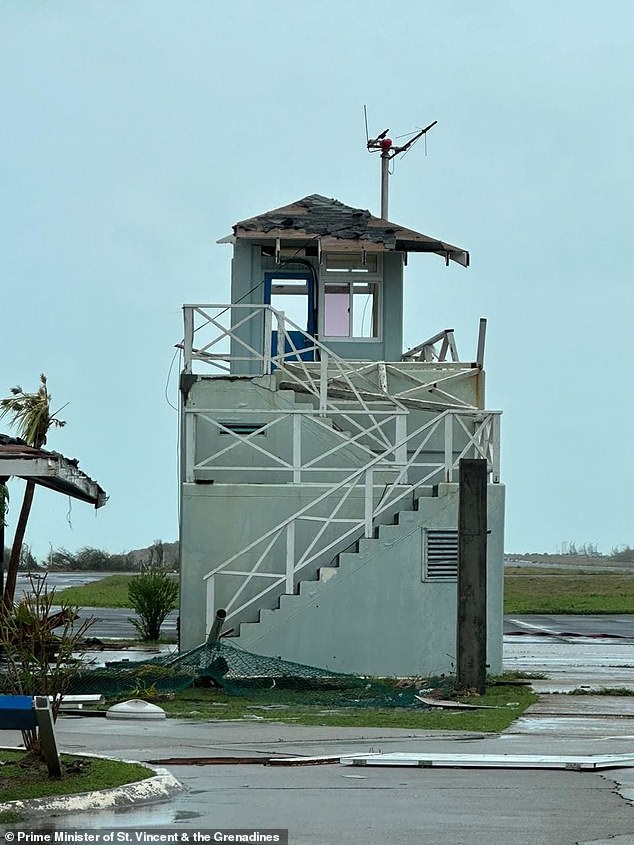 Beryl was forecast to start losing intensity on Tuesday, but is expected to remain near major hurricane strength when it passes near Jamaica on Wednesday. Pictured: Damage on Union Island, and the Southern Grenadines